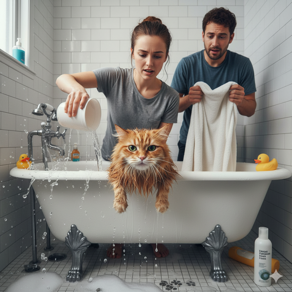 fare il bagno al gatto