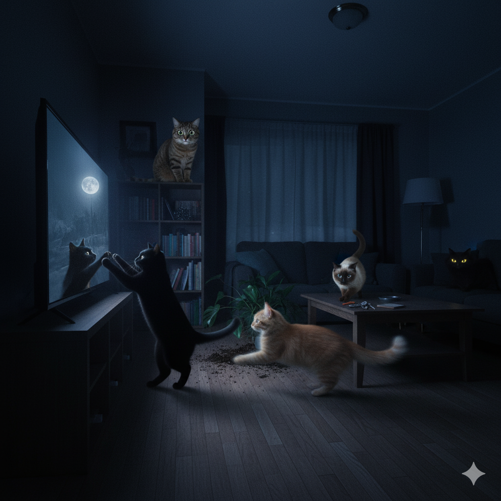 Comportamenti strani del gatto durante la notte: cause e consigli