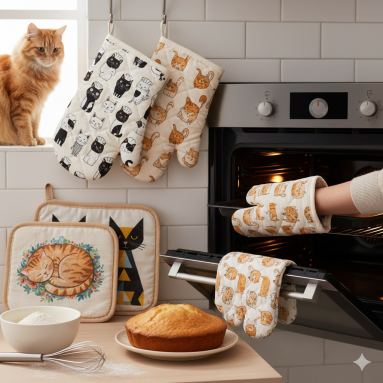 Guanti e presine da forno con gatti: idee regalo per gli amanti dei gatti!