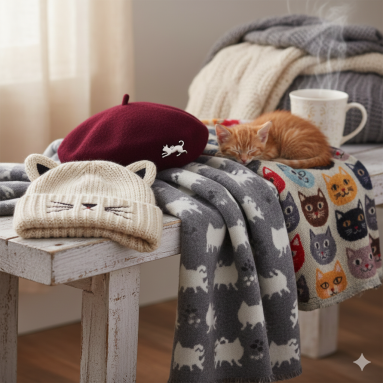 Cappelli e Sciarpe Donna a Tema Gatto